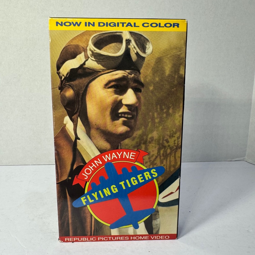 Flying Tigers VHS John Wayne 1990 Republic Pictures Digital Color War Movie 1942